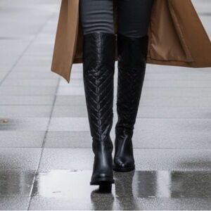 Tory Burch Elegant Black Knee-High Boots size 8M block heels